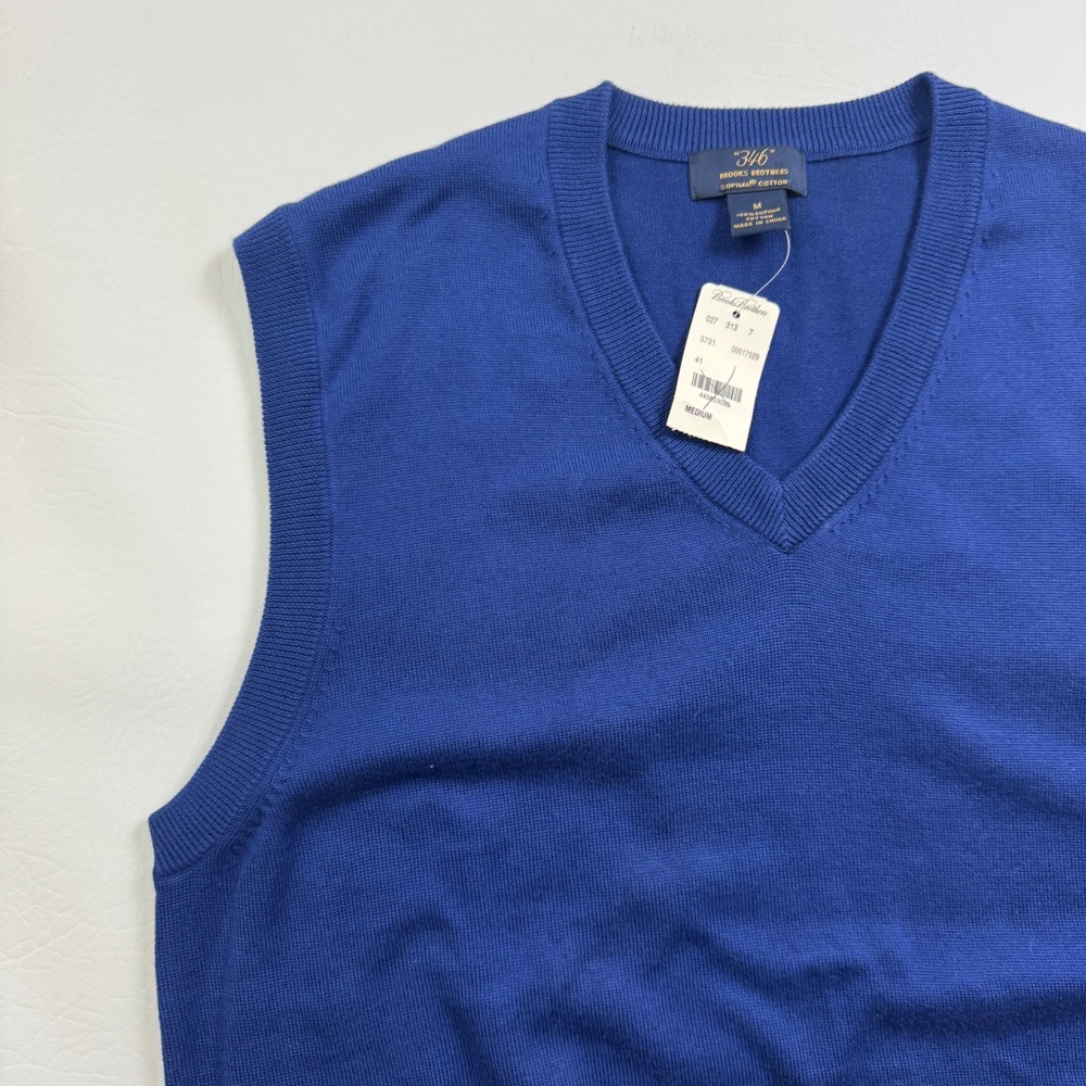 Brooks Brothers 346 Mens Blue Supima Cotton V-Neck Sweater Vest Medium NWT - Picture 14 of 16